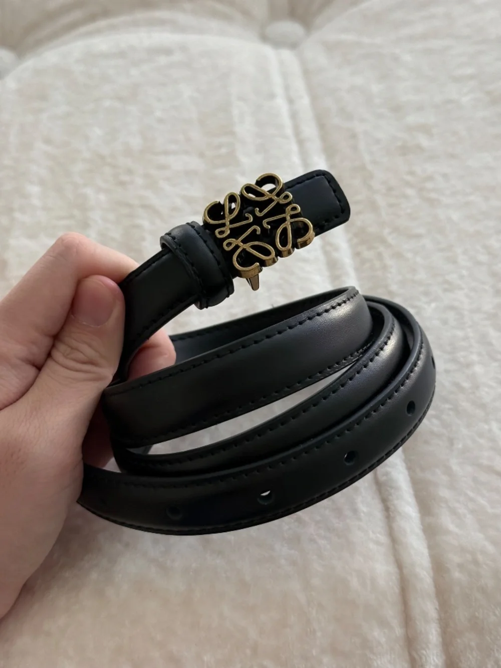Loewe Black Leather Anagram Logo Belt